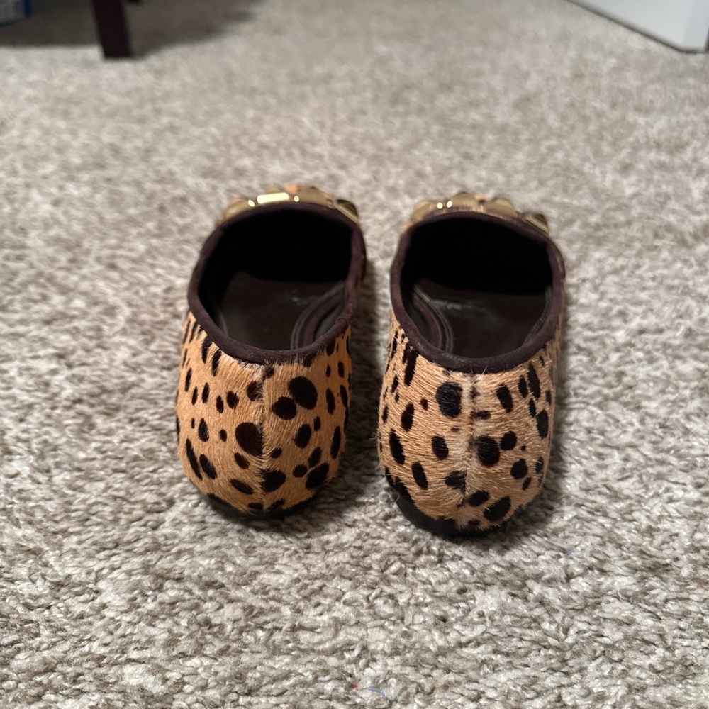 Tory Burch Animal Print Flats with Gold Studs - Picture 3 of 8